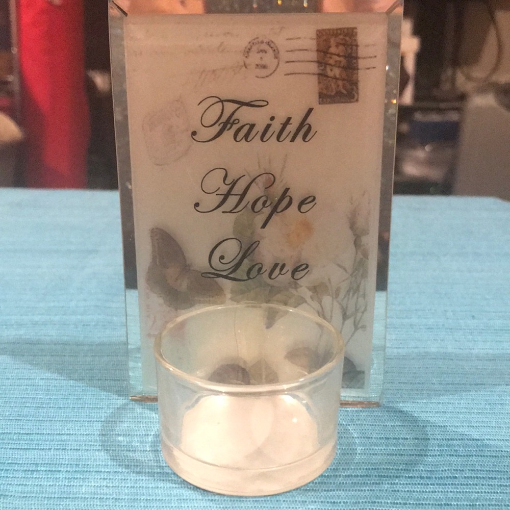 Faith Hope Love small tea light candle holder
